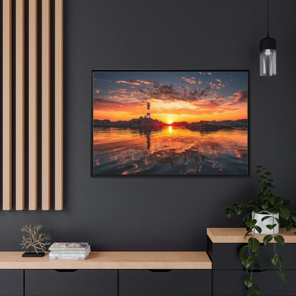 88289-549.jpg Lighthouse With a Sunset View Framed Canvas
