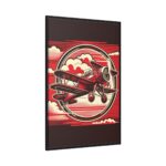 Vintage Red Biplane Flying Through the Sky Framed Canvas