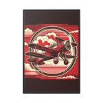 Vintage Red Biplane Flying Through the Sky Framed Canvas - Image 2