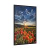 Sunset in Field With Red Wild Flowers Framed Canvas