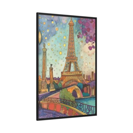 Whimsical Paris France Art Print Framed Canvas