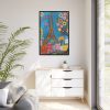 Colorful Illustration Paris and Eiffel Tower Framed Canvas