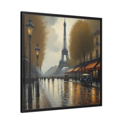 Rain in Paris Framed Canvas