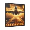 88302-55.jpg Airplane Taking Off From Runway at Sunset Framed Canvas