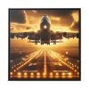 88302-56.jpg Airplane Taking Off From Runway at Sunset Framed Canvas