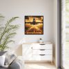 88302-58.jpg Airplane Taking Off From Runway at Sunset Framed Canvas