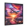 88302-60.jpg Large Airplane Flying During a Vibrant Sunset Framed Canvas