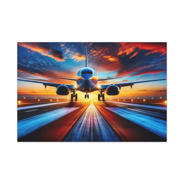 91638-146.jpg Commercial Airplane Positioned on Runway Standard Canvas