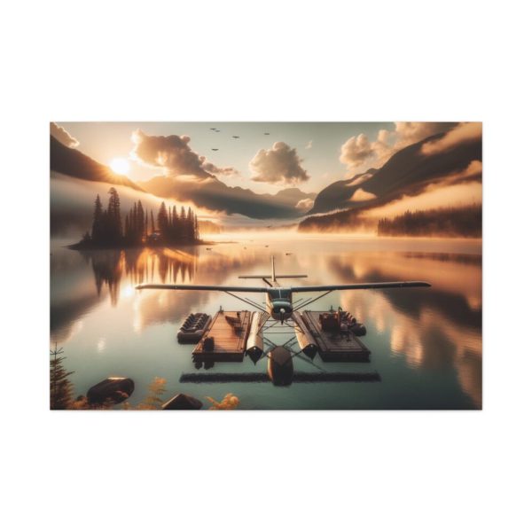 91638-151.jpg Floatplane Docked on Serene Lake at Sunrise Standard Canvas