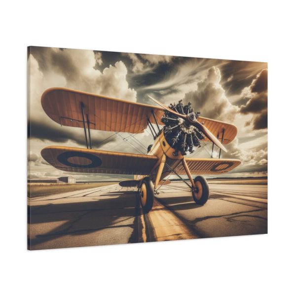 Yellow Vintage Biplane With Radial Engine Standard Canvas