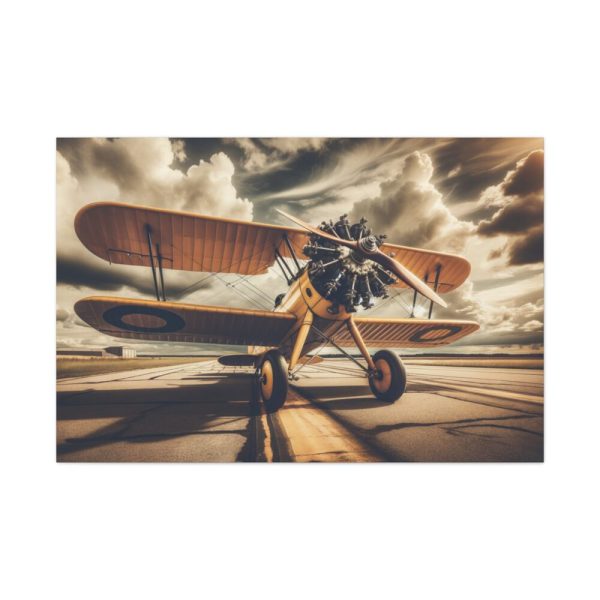Yellow Vintage Biplane With Radial Engine Standard Canvas