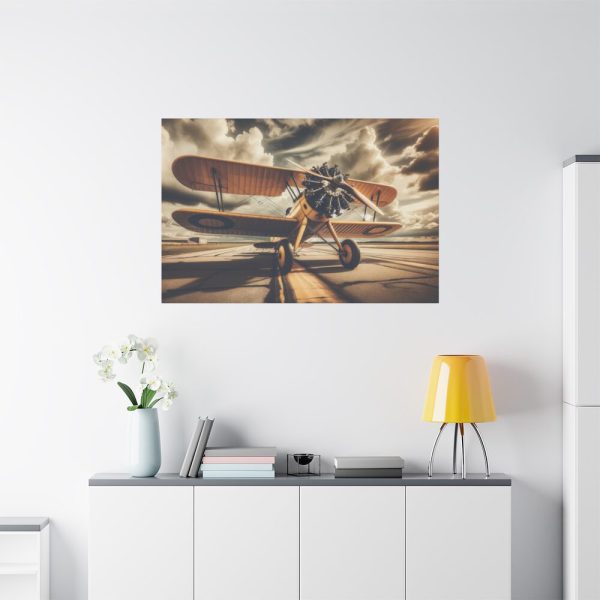 Yellow Vintage Biplane With Radial Engine Standard Canvas