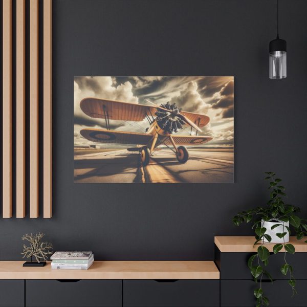 Yellow Vintage Biplane With Radial Engine Standard Canvas