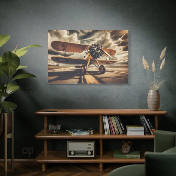 Yellow Vintage Biplane With Radial Engine Standard Canvas