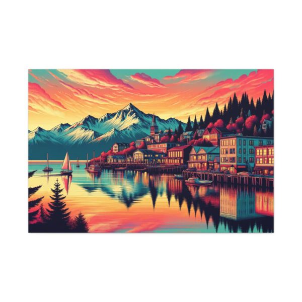 Small Alaskan Town by the Water Standard Canvas