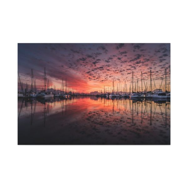 91638-231.jpg View of Pier With Boats at Sunset Standard Canvas