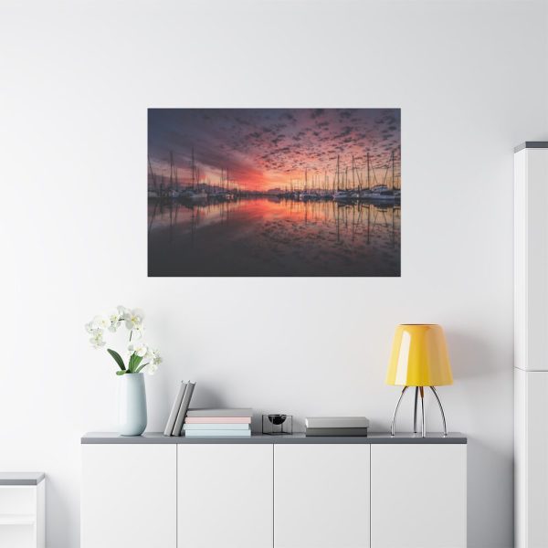 91638-232.jpg View of Pier With Boats at Sunset Standard Canvas