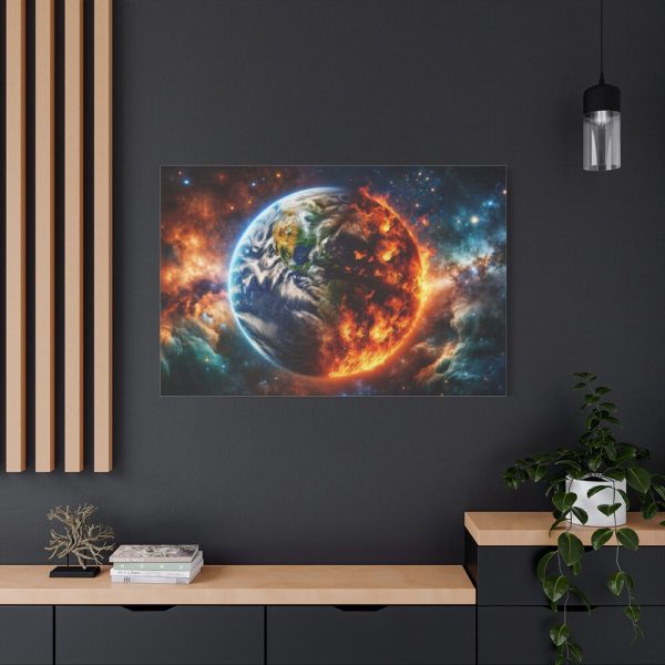 91638-3.jpg Planet's Fiery Destruction and Serene Beauty of Life Standard Canvas