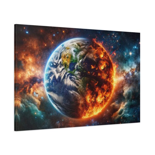 91638.jpg Planet's Fiery Destruction and Serene Beauty of Life Standard Canvas