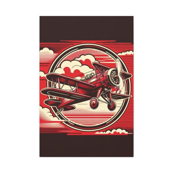 Vintage Red Biplane Flying Through the Sky Standard Canvas