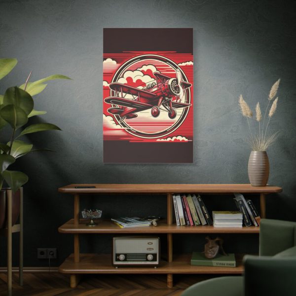 Vintage Red Biplane Flying Through the Sky Standard Canvas