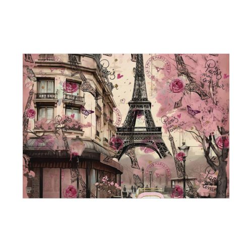 Pink and Sepia Colored Vintage Paris Poster
