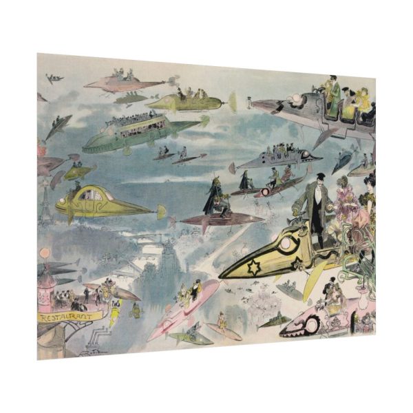 92408-342.jpg Futuristic View of Air Travel Over Paris Poster
