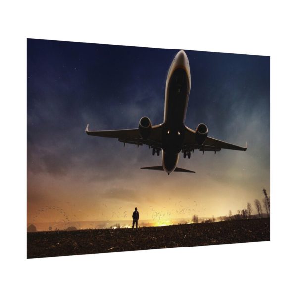 92408-367.jpg Man With Airplaine in Landscape Poster