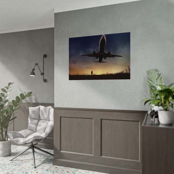92408-369.jpg Man With Airplaine in Landscape Poster