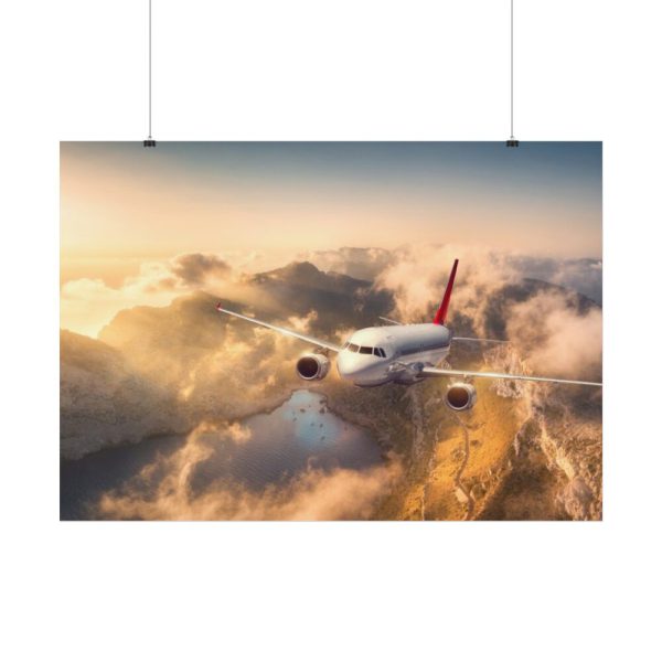 92408-376.jpg Airplane Flying Above Mountains Poster