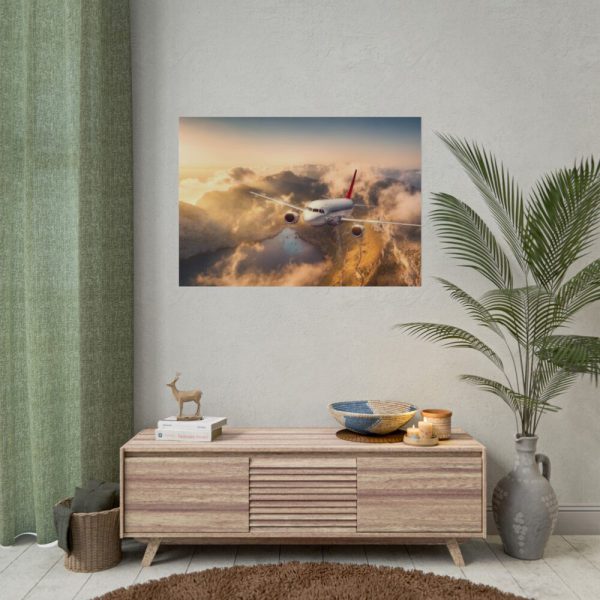 92408-378.jpg Airplane Flying Above Mountains Poster