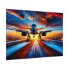 92408-392.jpg Commercial Airplane Positioned on Runway Poster