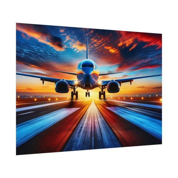 92408-392.jpg Commercial Airplane Positioned on Runway Poster