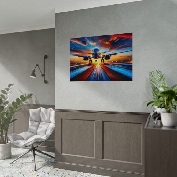 92408-394.jpg Commercial Airplane Positioned on Runway Poster