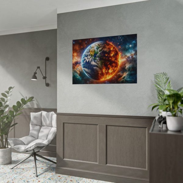 92408-4.jpg Planet's Fiery Destruction and Serene Beauty of Life Poster