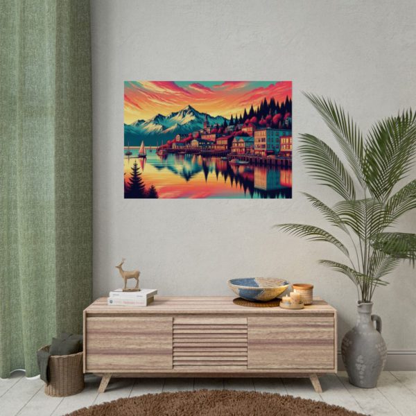 Small Alaskan Town by the Water Poster