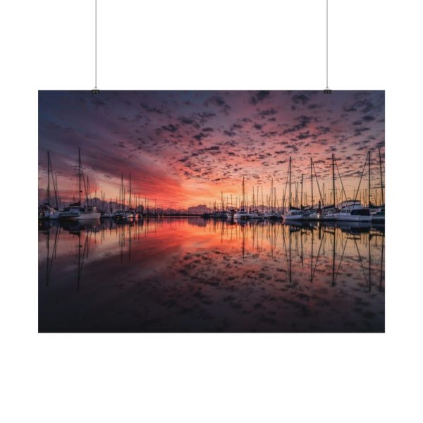 92408-541.jpg View of Pier With Boats at Sunset Poster