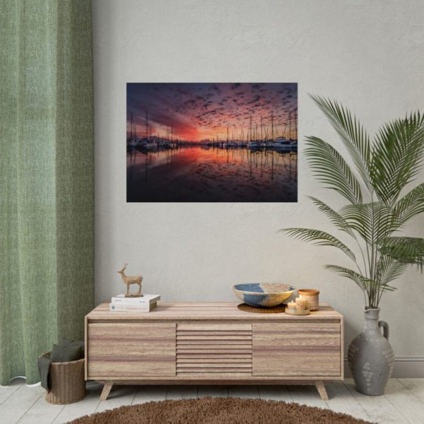 92408-543.jpg View of Pier With Boats at Sunset Poster