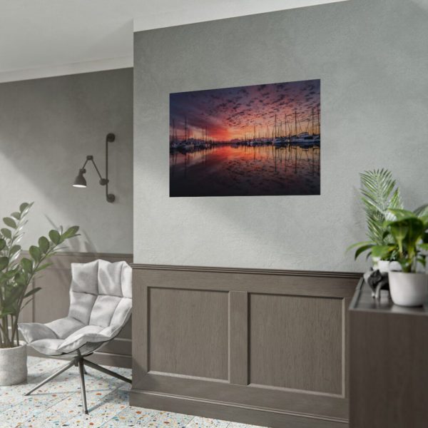 92408-544.jpg View of Pier With Boats at Sunset Poster