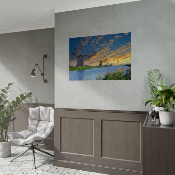 Wind Turbine in Sunset Poster