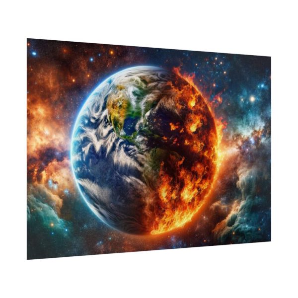 92409-2.jpg Planet's Fiery Destruction and Serene Beauty of Life Poster