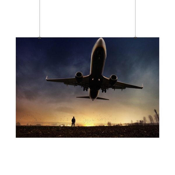 92409-366.jpg Man With Airplaine in Landscape Poster