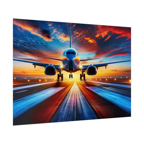 92409-392.jpg Commercial Airplane Positioned on Runway Poster