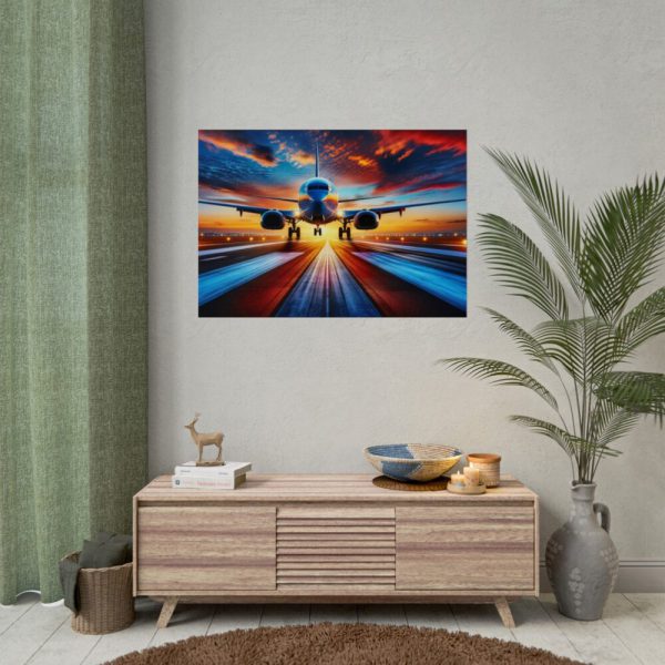 92409-393.jpg Commercial Airplane Positioned on Runway Poster