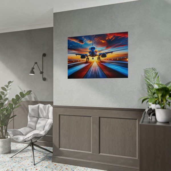92409-394.jpg Commercial Airplane Positioned on Runway Poster