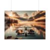 92409-396.jpg Floatplane Docked on Serene Lake at Sunrise Poster