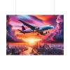 92409-401.jpg Large Airplane Flying During a Vibrant Sunset Poster