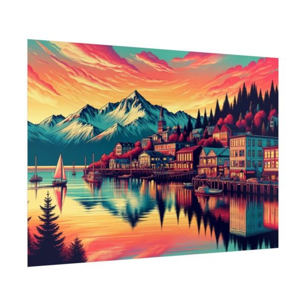 Small Alaskan Town by the Water Poster