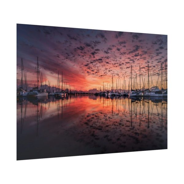 92409-537.jpg View of Pier With Boats at Sunset Poster