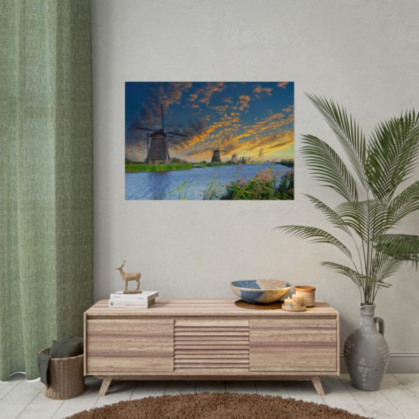 Wind Turbine in Sunset Poster